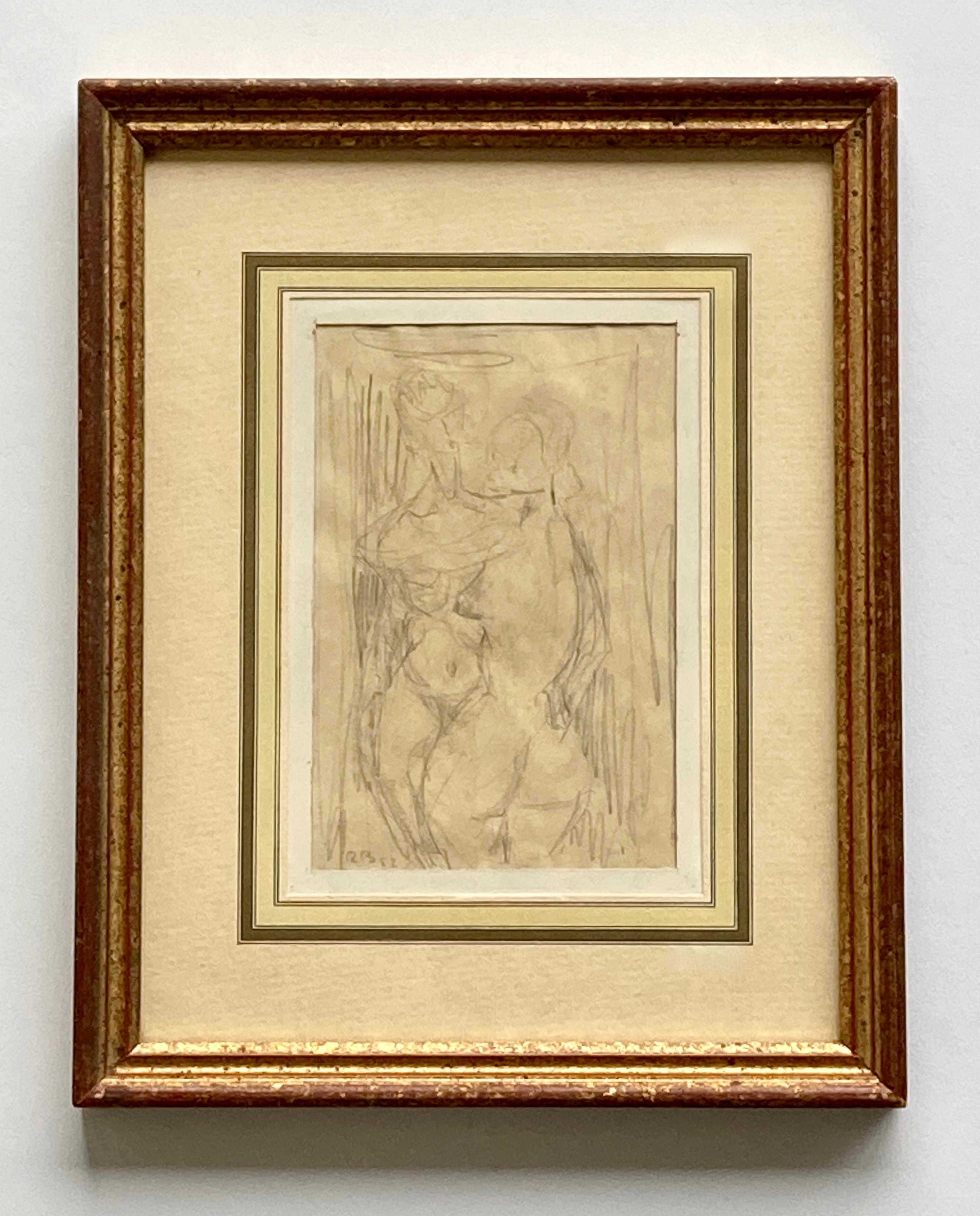 Un disegno/schizzo originale dell'artista svizzero René Bernasconi (1910-1994). Questo piccolo disegno raffigura due donne nude ed è firmato RB e datato -52 nell'angolo in basso a sinistra (vedi foto). Il disegno a matita è stato realizzato su carta