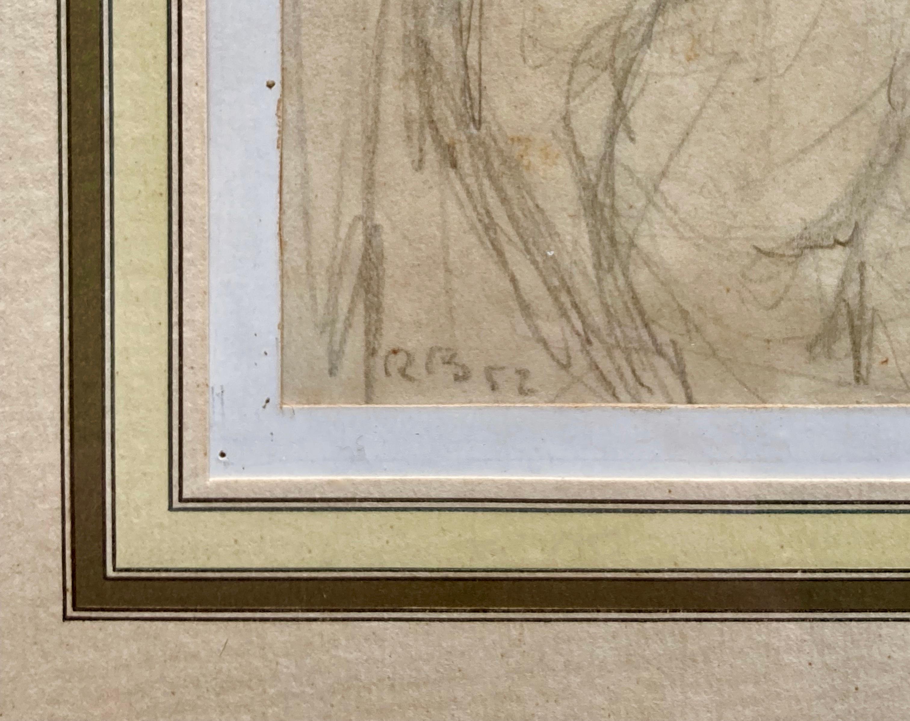 Svizzero Schizzo a matita di nudi femminili dell'artista svizzero René Bernasconi datato 1952 in vendita