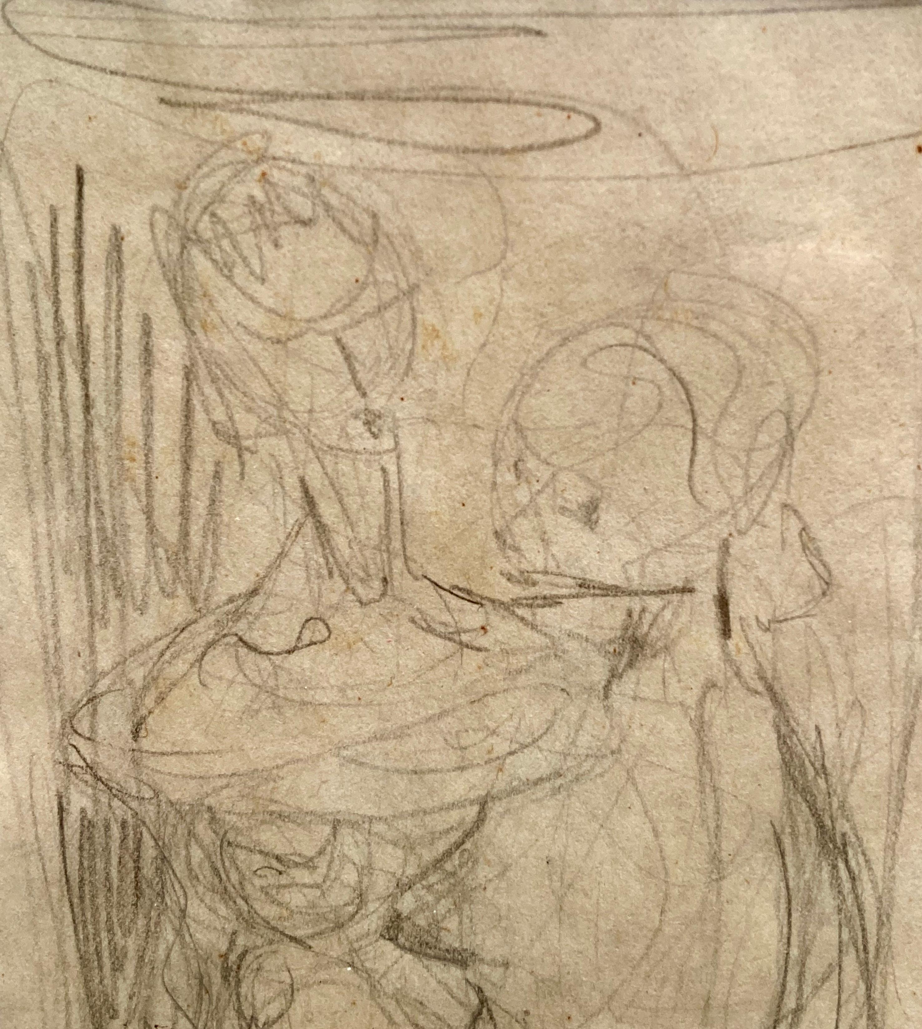Dipinto Schizzo a matita di nudi femminili dell'artista svizzero René Bernasconi datato 1952 in vendita