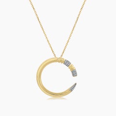 Pencil White Diamond 18K Yellow Gold Bling Pendant Necklace