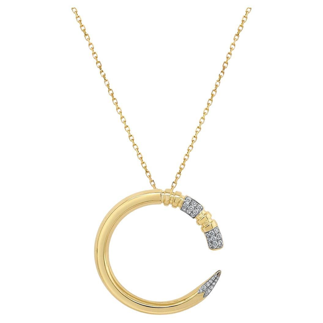 Pencil White Diamond 18K Gelbgold Bling Anhänger Halskette im Angebot