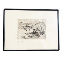 Pencile Nude Hawaii Etching Circa 1929 by Huc-Mazelet Luquiens, Pair