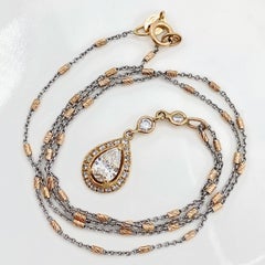 "Pendaloque" 0.60 Carat Pear Diamond Pendant Necklace in 18 Karat Rose Gold
