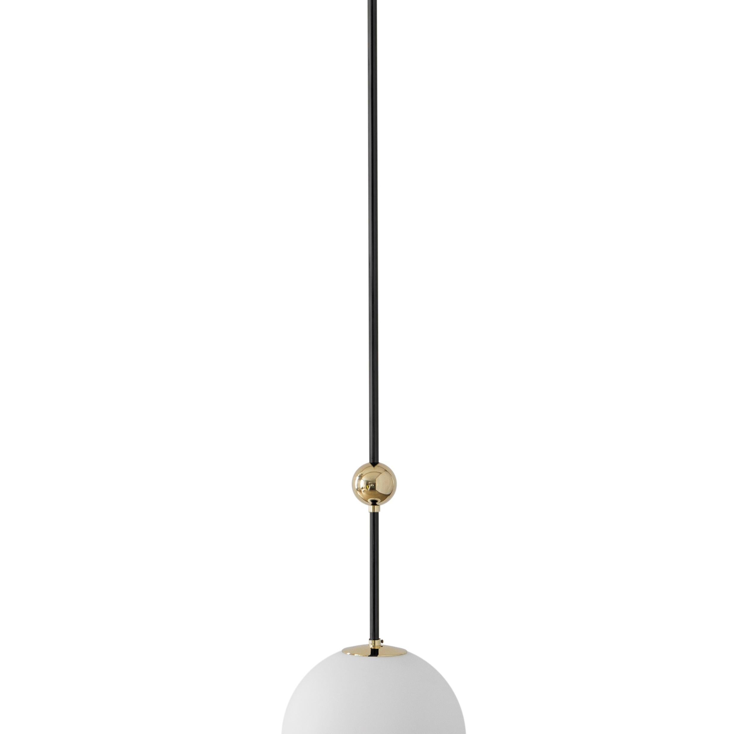 Pendant 02 black by Magic Circus Editions
Dimensions: D 25 x W 25 x H 90 cm, also available in H 110, 130, 150, 175, 190 cm
Materials: Brass, mouth blown glass

All our lamps can be wired according to each country. If sold to the USA it will be