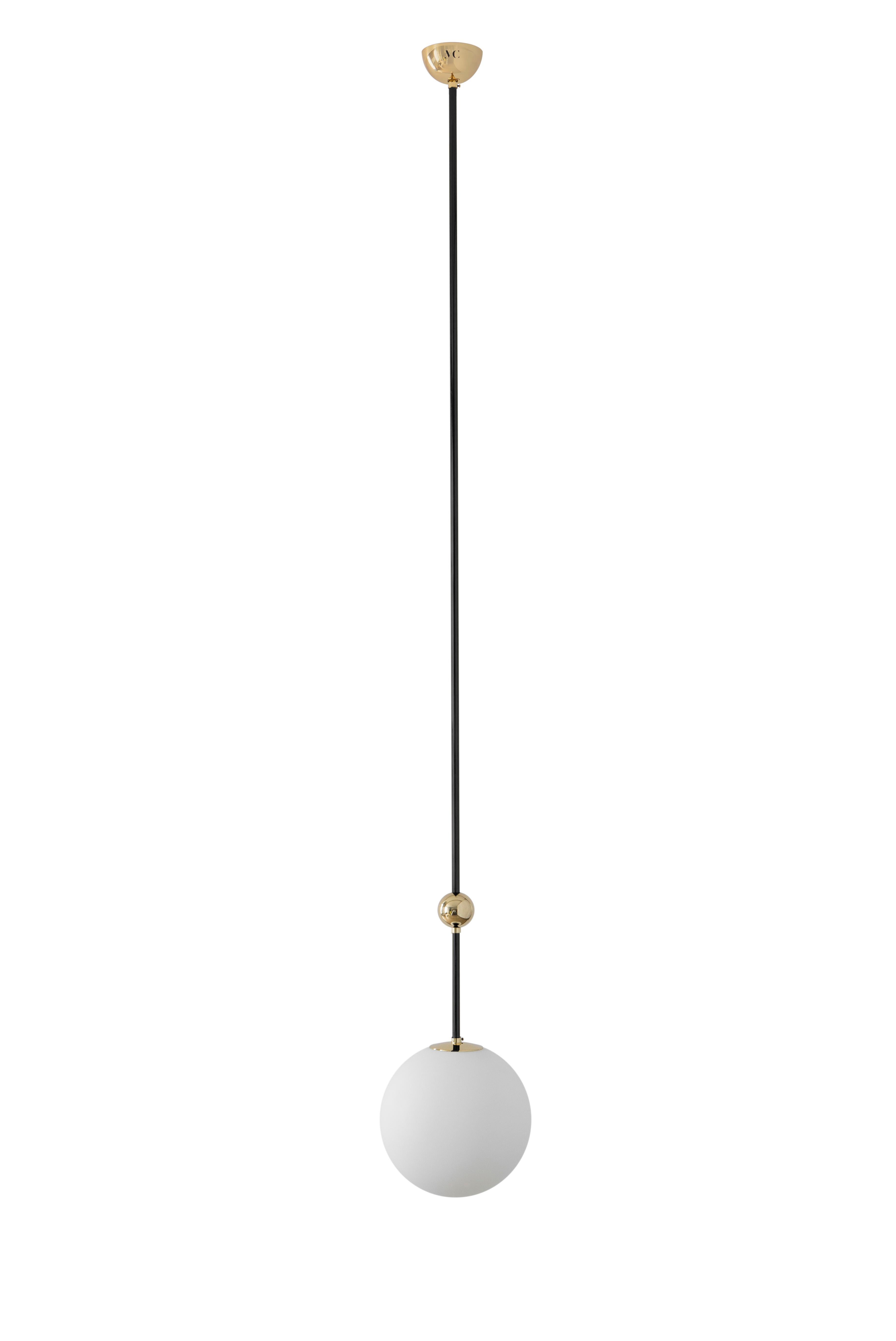 Pendant 02 black by Magic Circus Editions
Dimensions: D 25 x W 25 x H 175 cm, also available in H 90, 110, 130, 150, 190 cm
Materials: brass, mouth blown glass

All our lamps can be wired according to each country. If sold to the USA it will be