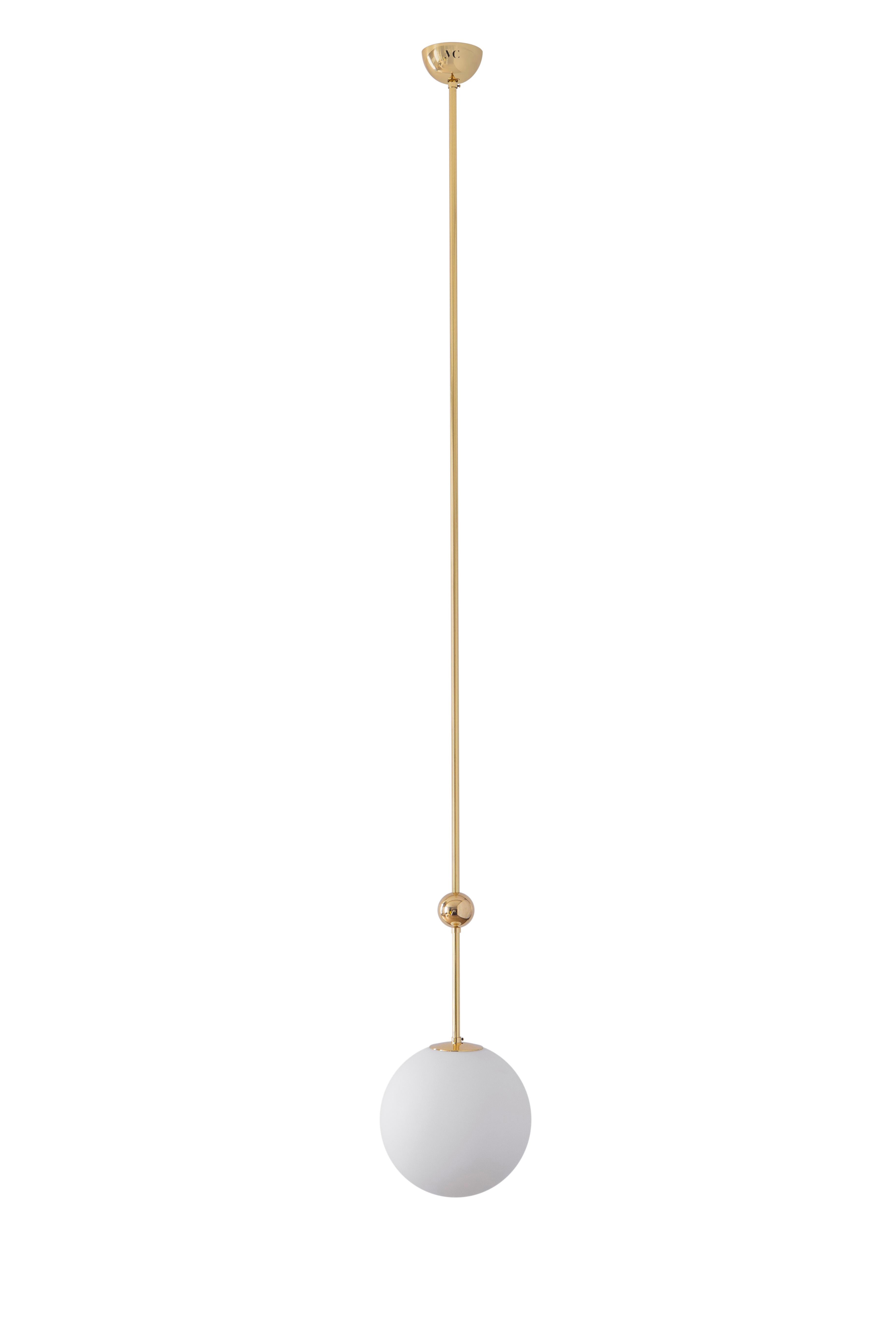 Pendant 02 black by Magic Circus Editions.
Dimensions: D 25 x W 25 x H 150 cm, also available in H 110, 130, 150, 175, 190 cm.
Materials: Brass, mouth blown glass.

All our lamps can be wired according to each country. If sold to the USA it will