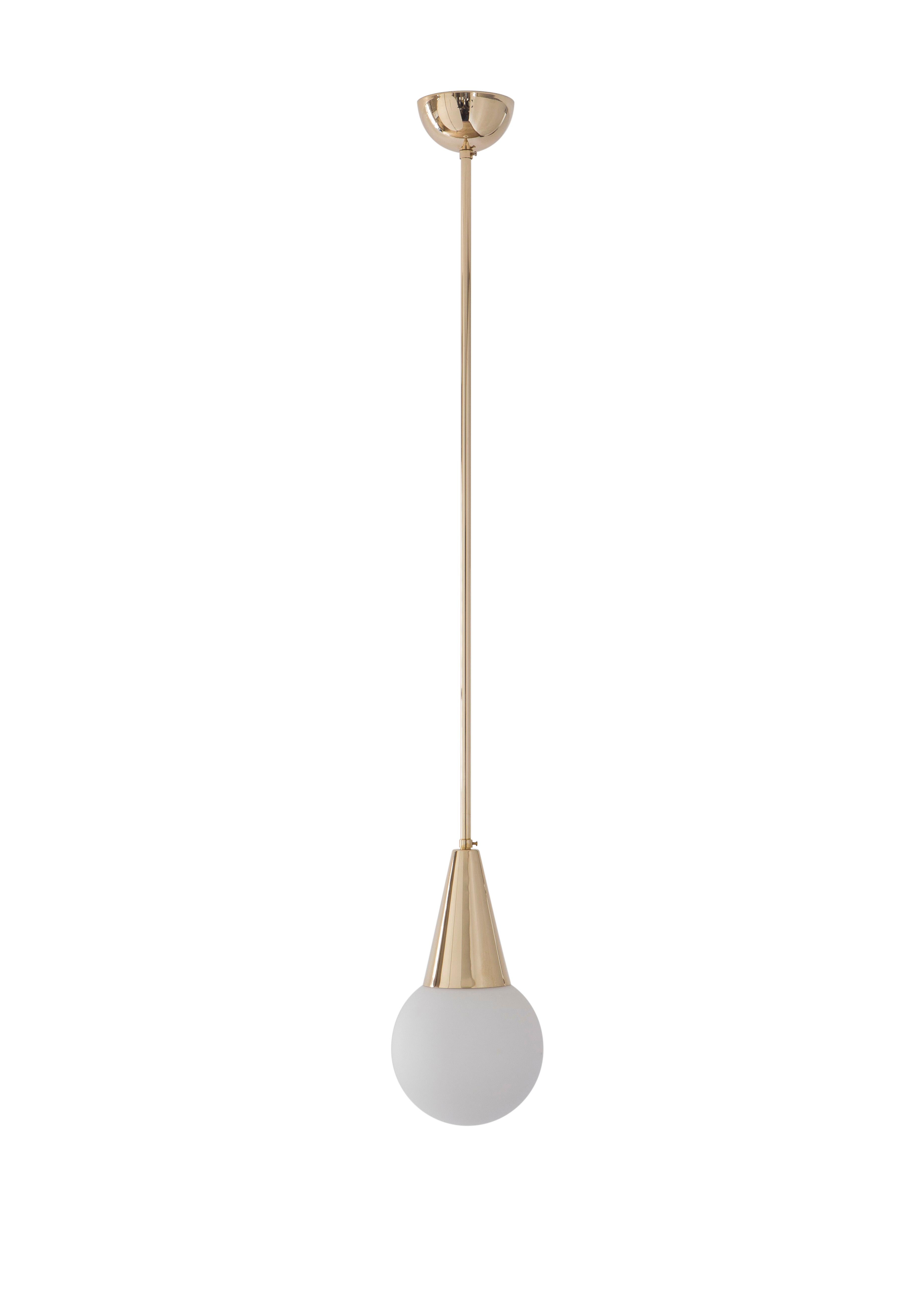 Pendant 05 by Magic Circus Editions
Dimensions: D 25 x W 25 x H 110 cm, also available in H 130, 150, 175, 190 cm
Materials: Brass, mouth blown glass

All our lamps can be wired according to each country. If sold to the USA it will be wired for