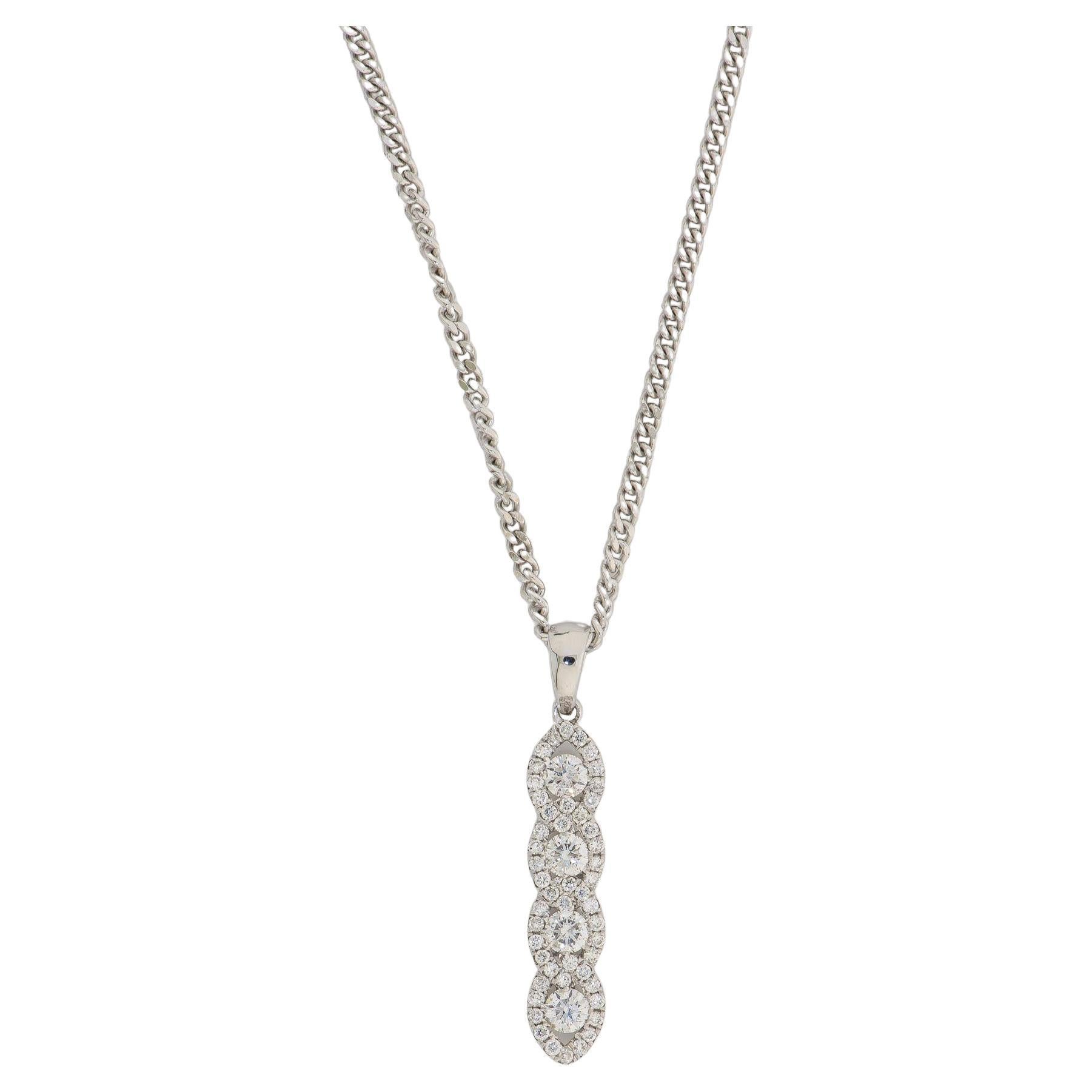 Pendant 0.62 carat Diamonds Brilliant Cut 18k White Gold For Sale
