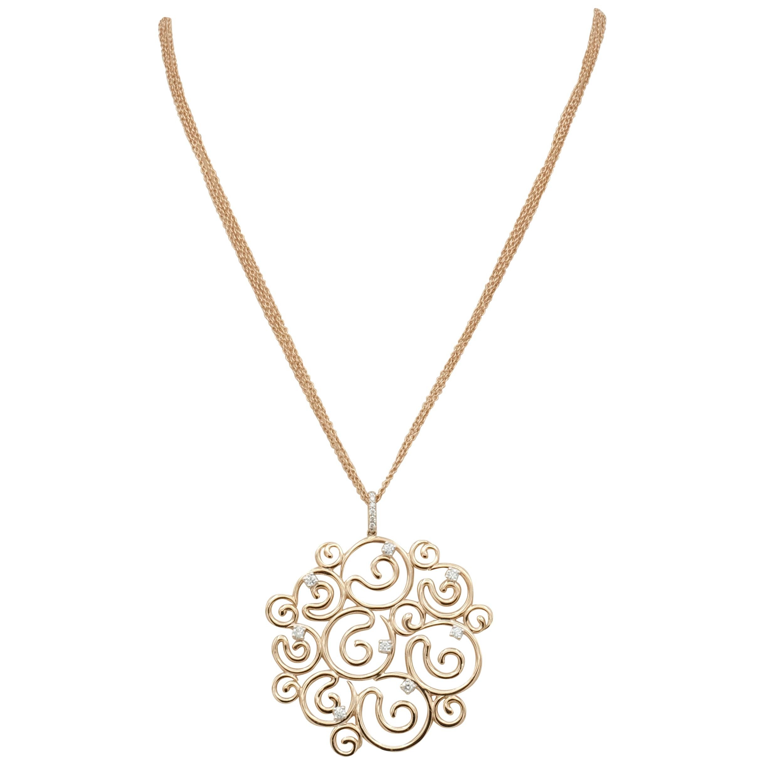 Pendant 18 Karat Pink Gold and Diamonds For Sale