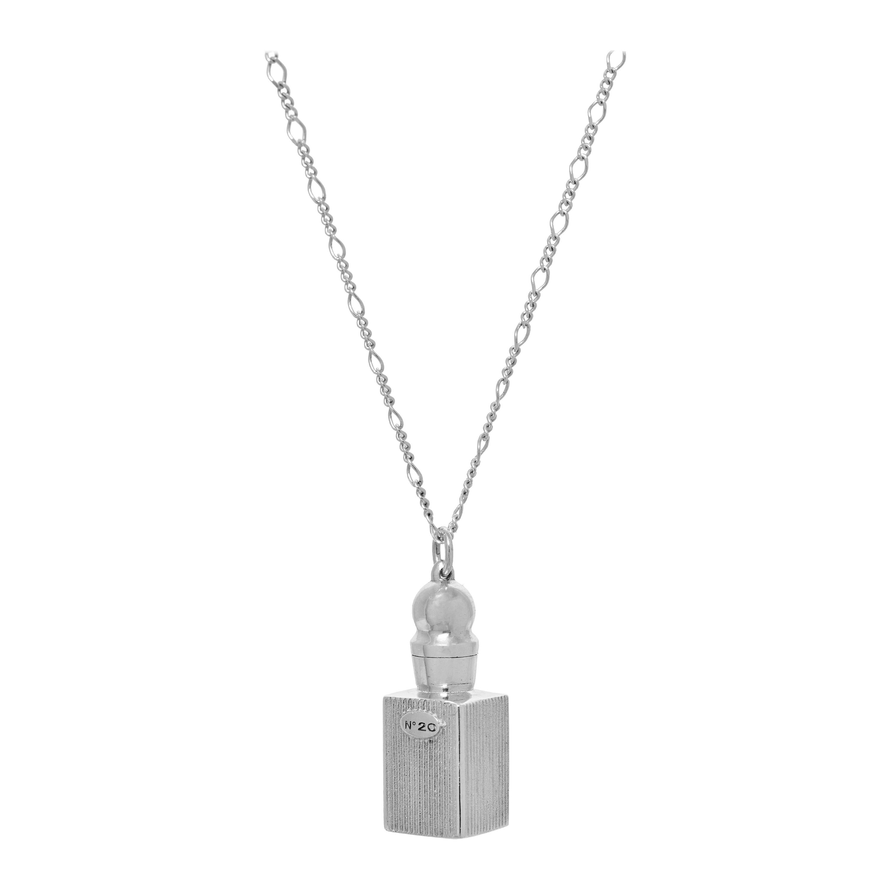 Necklace Chain Pendant Lucky Charm Aroma Bottle  Sterling Silver Greek Jewelry For Sale
