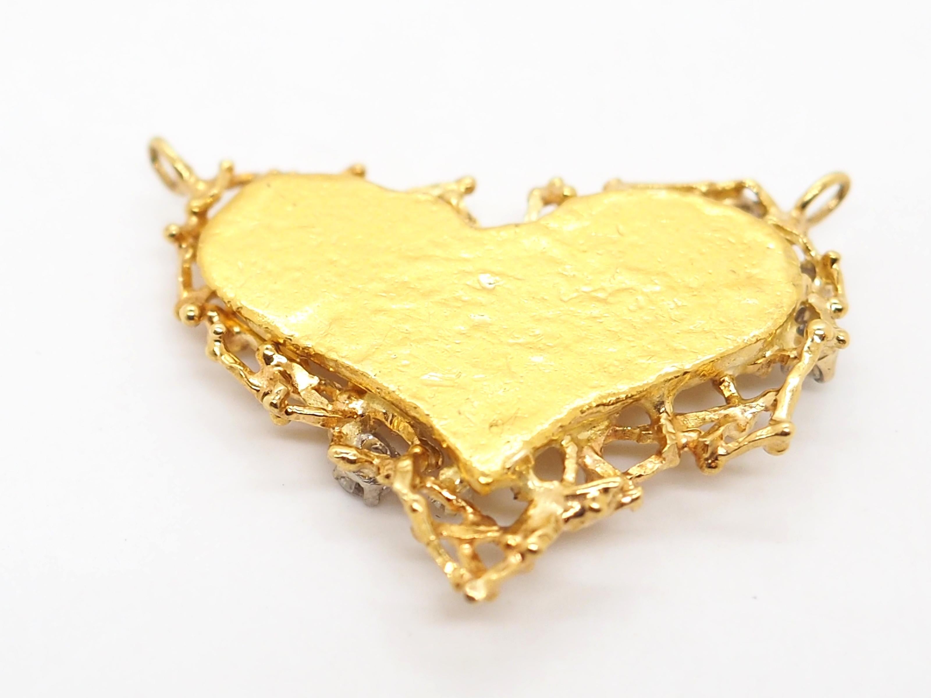 Women's Gilbert Albert Heart Shaped Diamond Pendant 18K Yellow Gold 