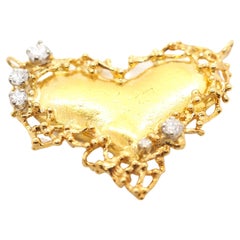 Gilbert Albert Heart Shaped Diamond Pendant 18K Yellow Gold 
