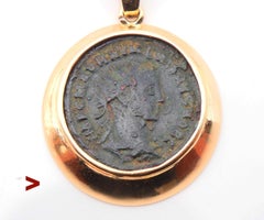 Pendentif Pièce de monnaie romaine ancienne en or 14K /6.73gr