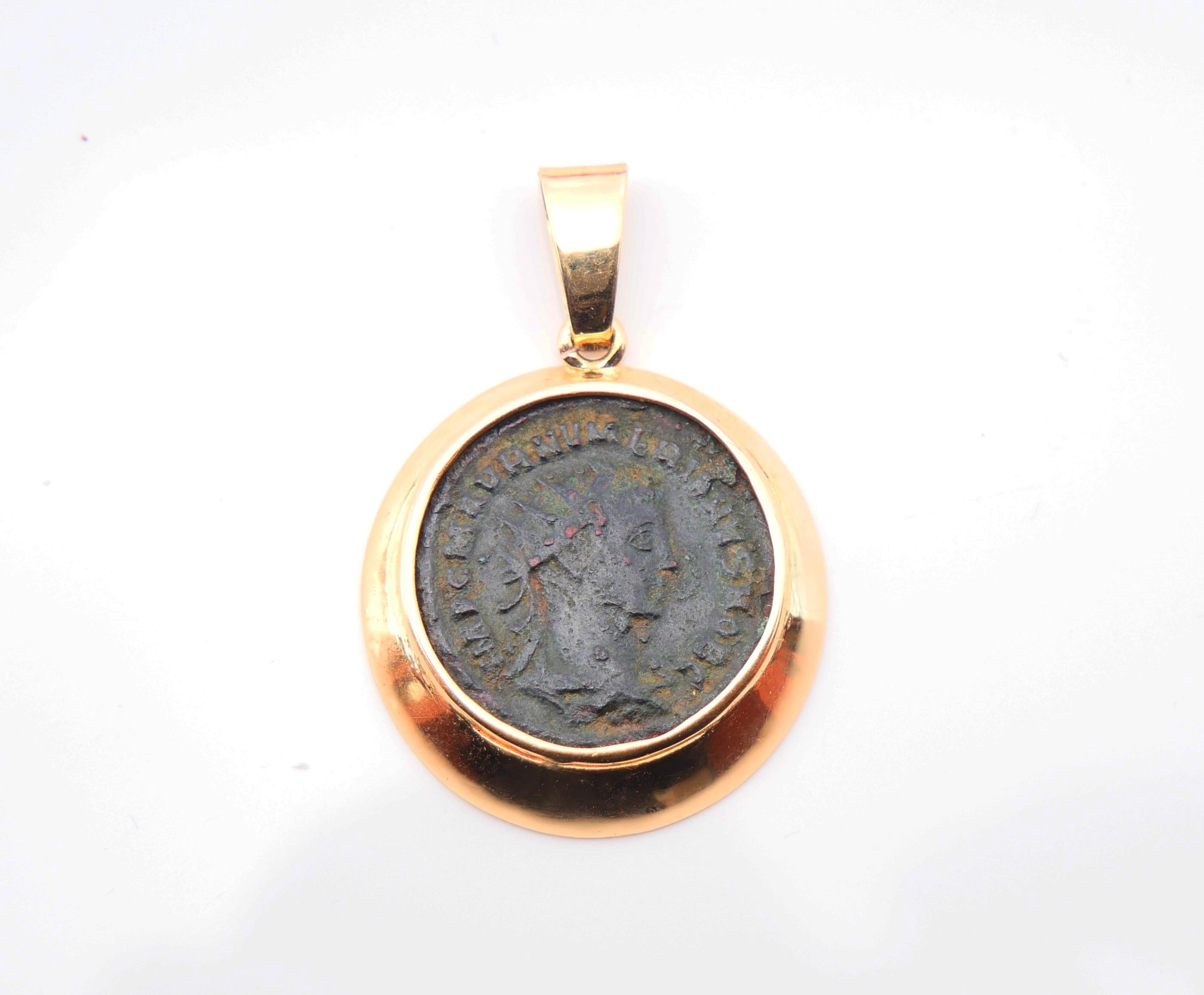 Romano classico Ciondolo Moneta romana antica in oro 14K /6,73gr in vendita