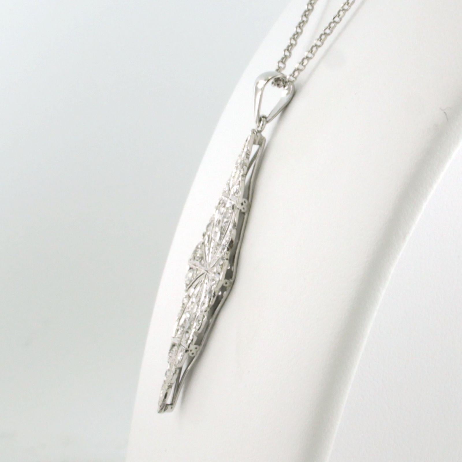 Old European Cut Pendant and necklace with old European cut diamonds 14k gold and platinum For Sale