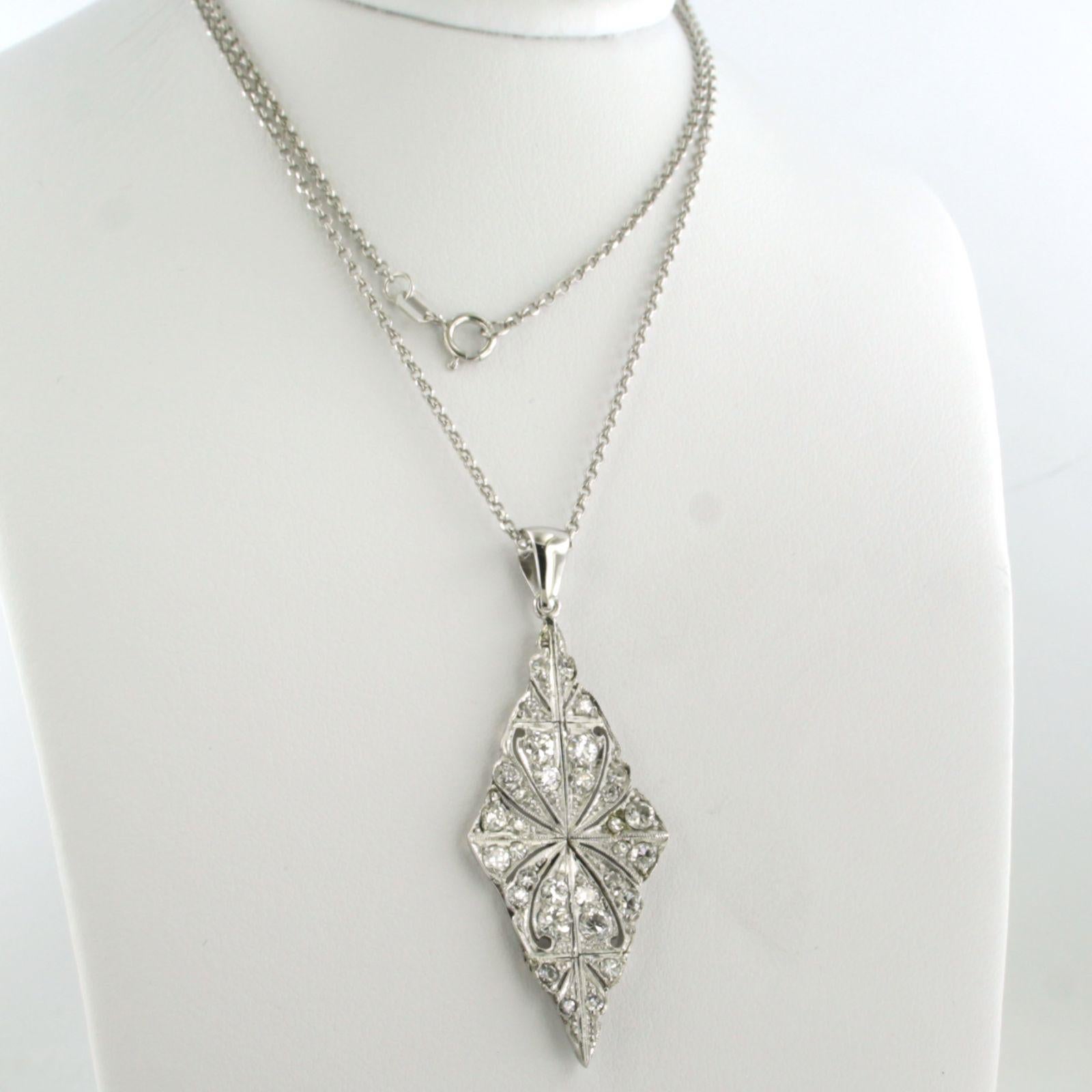 Women's Pendant and necklace with old European cut diamonds 14k gold and platinum For Sale