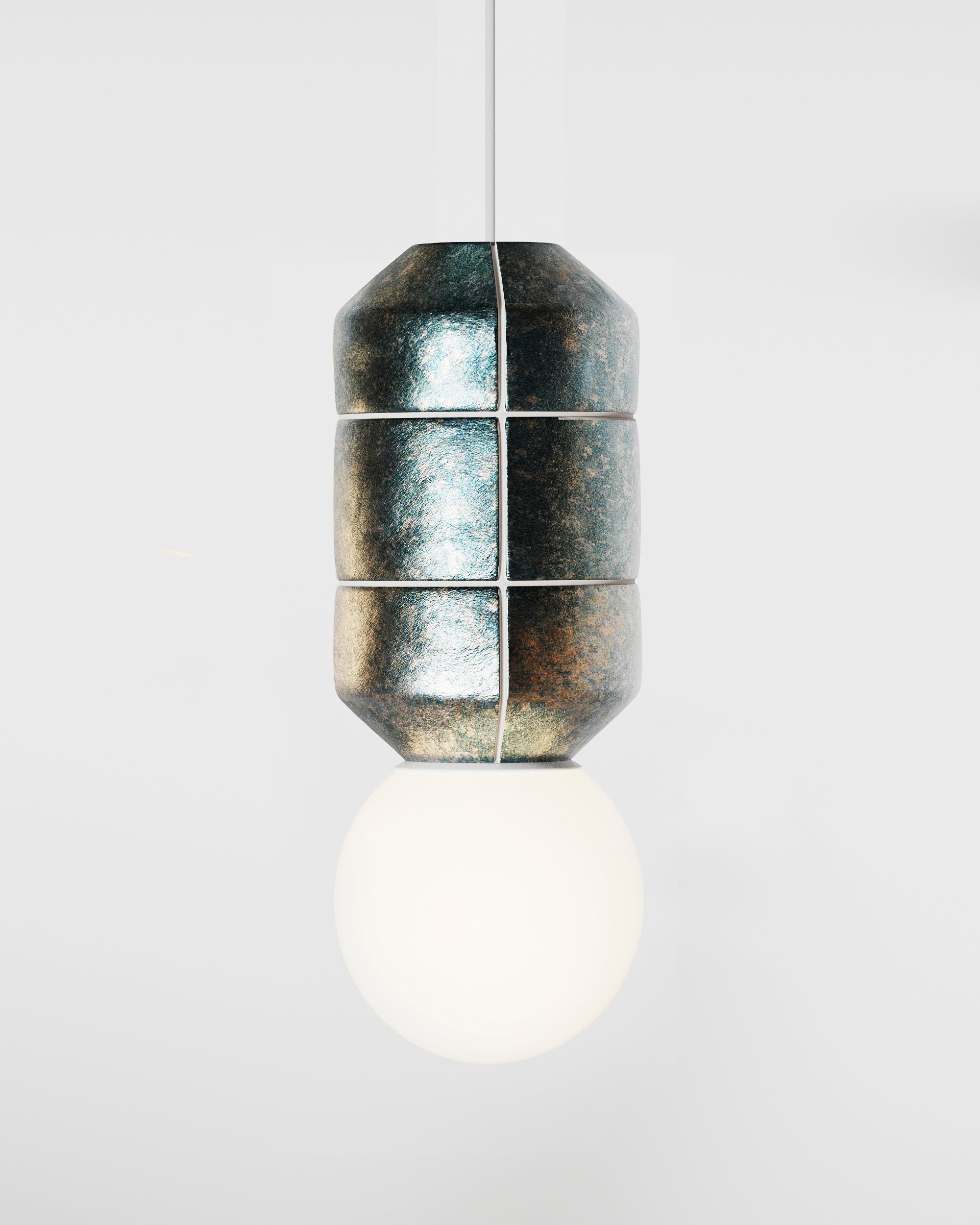 Grande lampe suspendue en céramique organique moderne brutaliste du milieu du siècle dernier, wabi sabi lighting