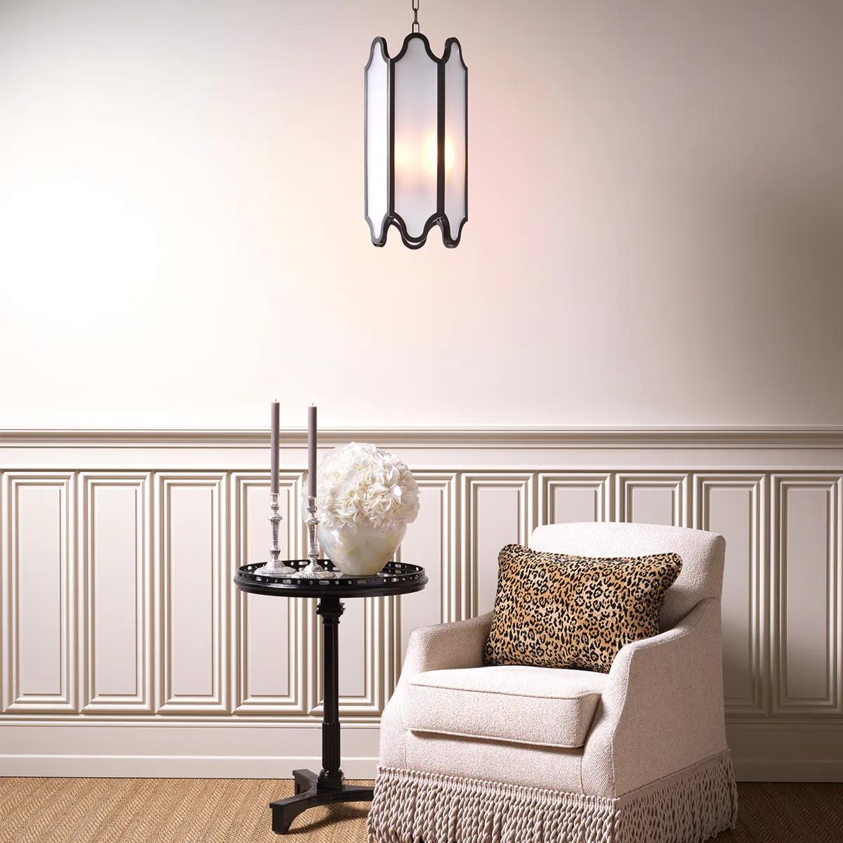 Colgante - Acabado Bronce, Cristal Blanco Moderno en venta