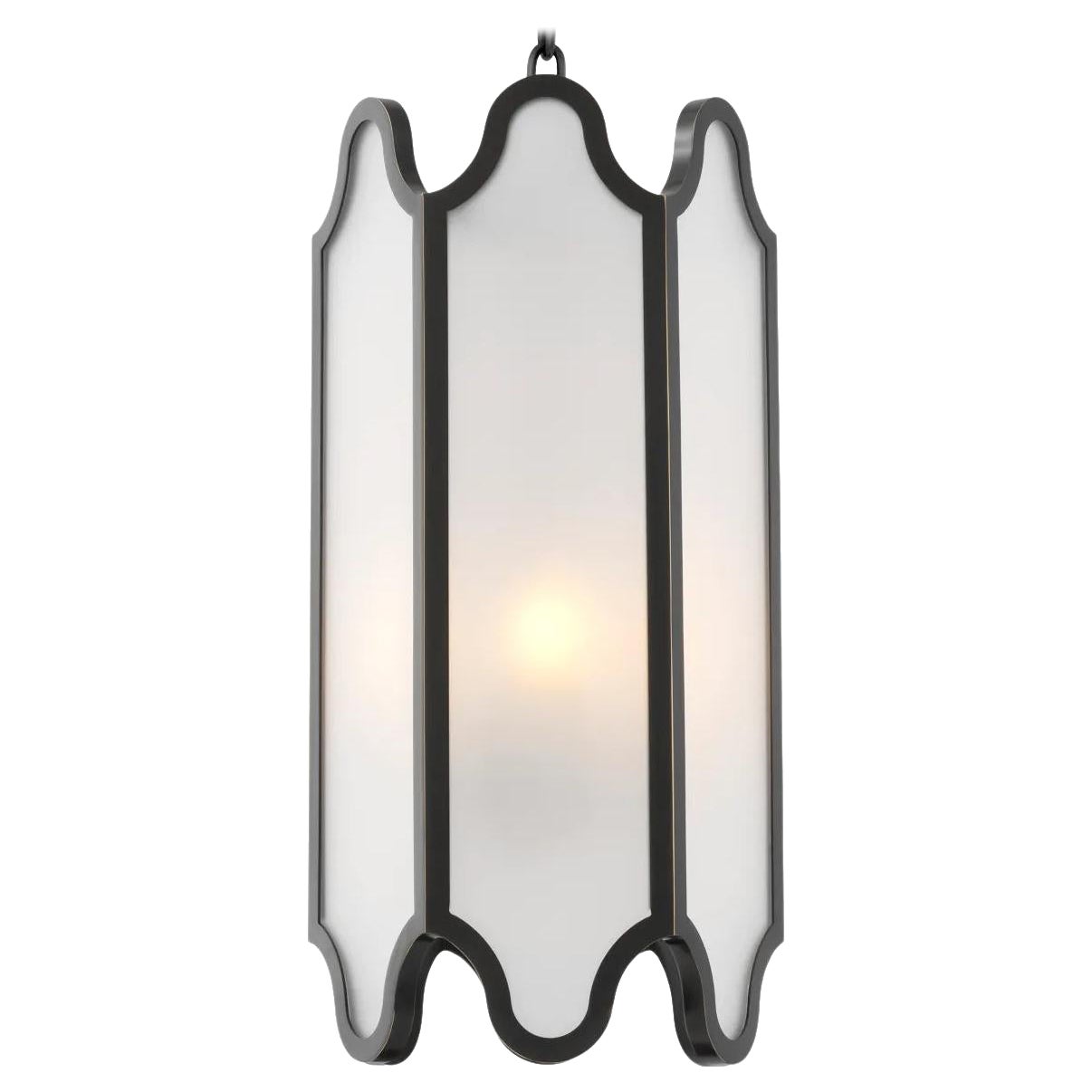 Ciondolo - Finitura bronzo, vetro bianco