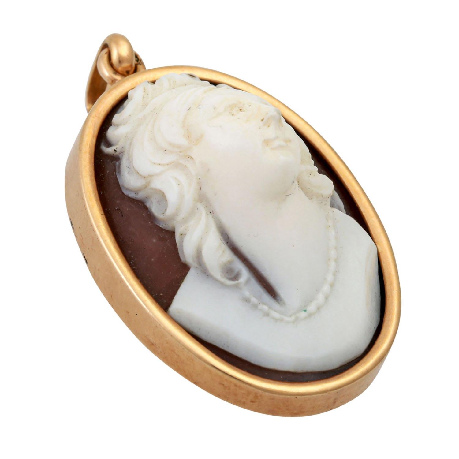 Baroque Revival Pendant / Brooch with Shell Cameo For Sale
