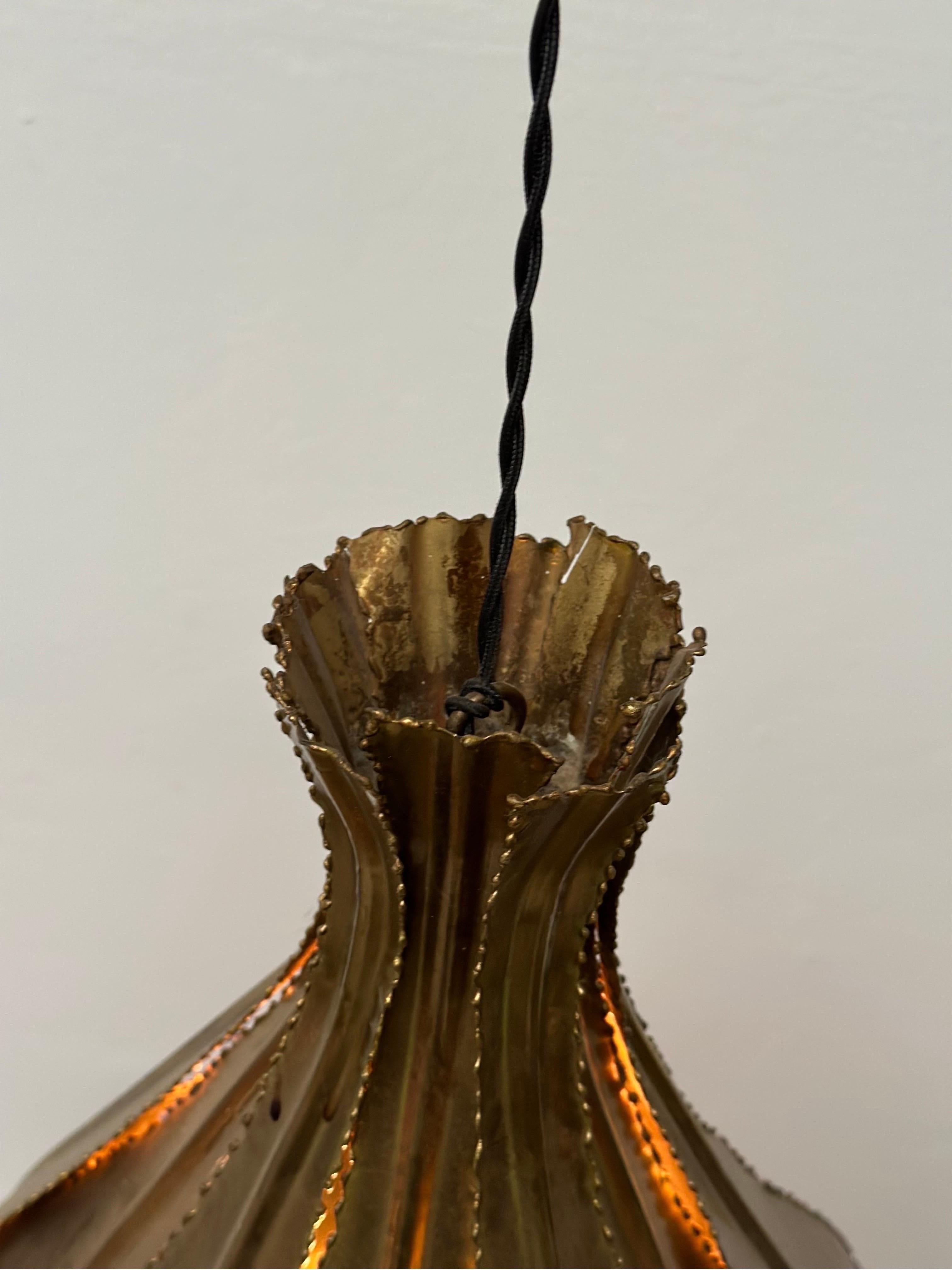 Brutalist Pendant Brutalis Brass Lamp by Sven Aage Jensen for Holm Sørensen, 1960s For Sale