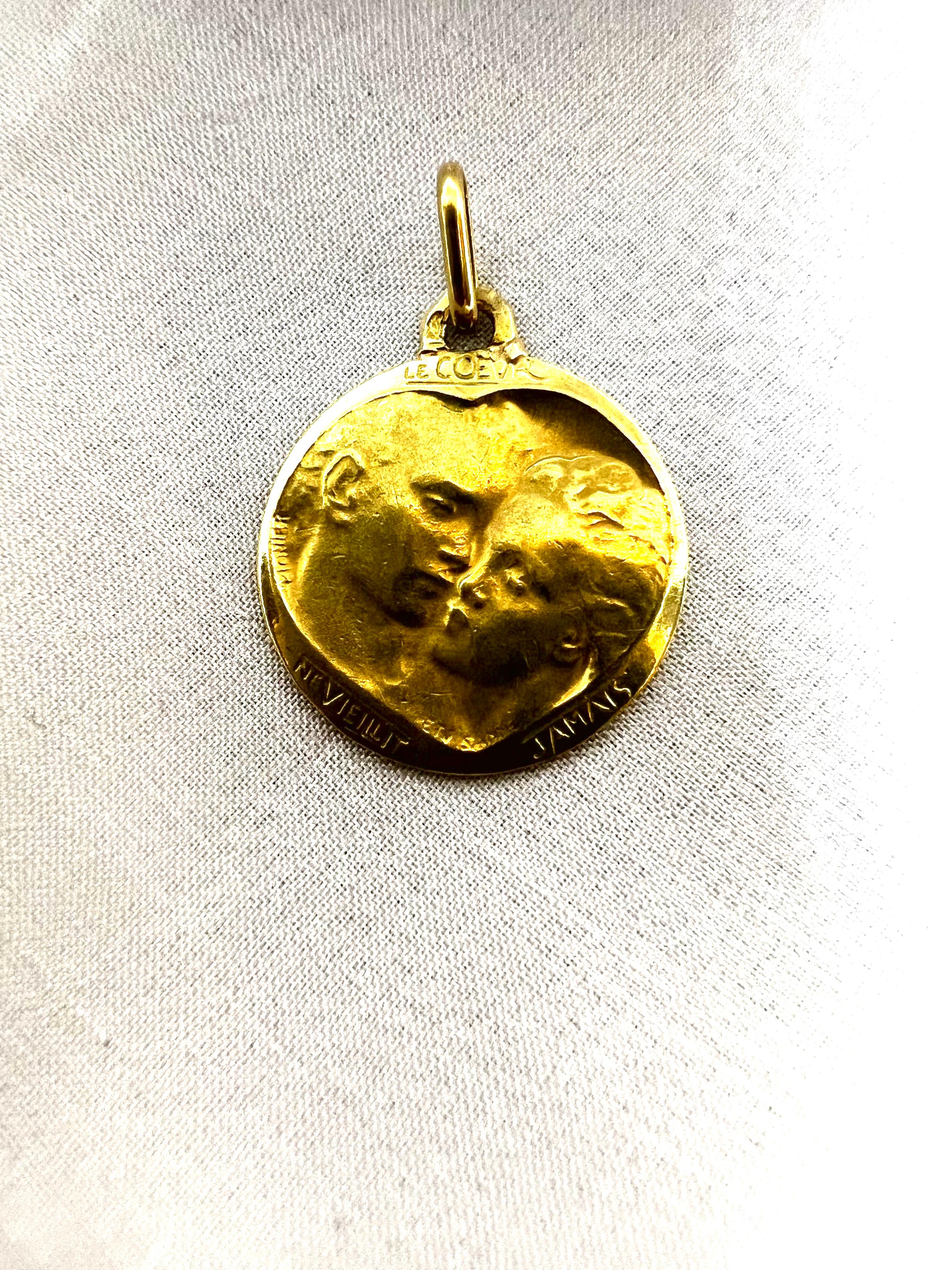 Vintage Pendentif d'amour en or jaune 18K par Emile Monier, 