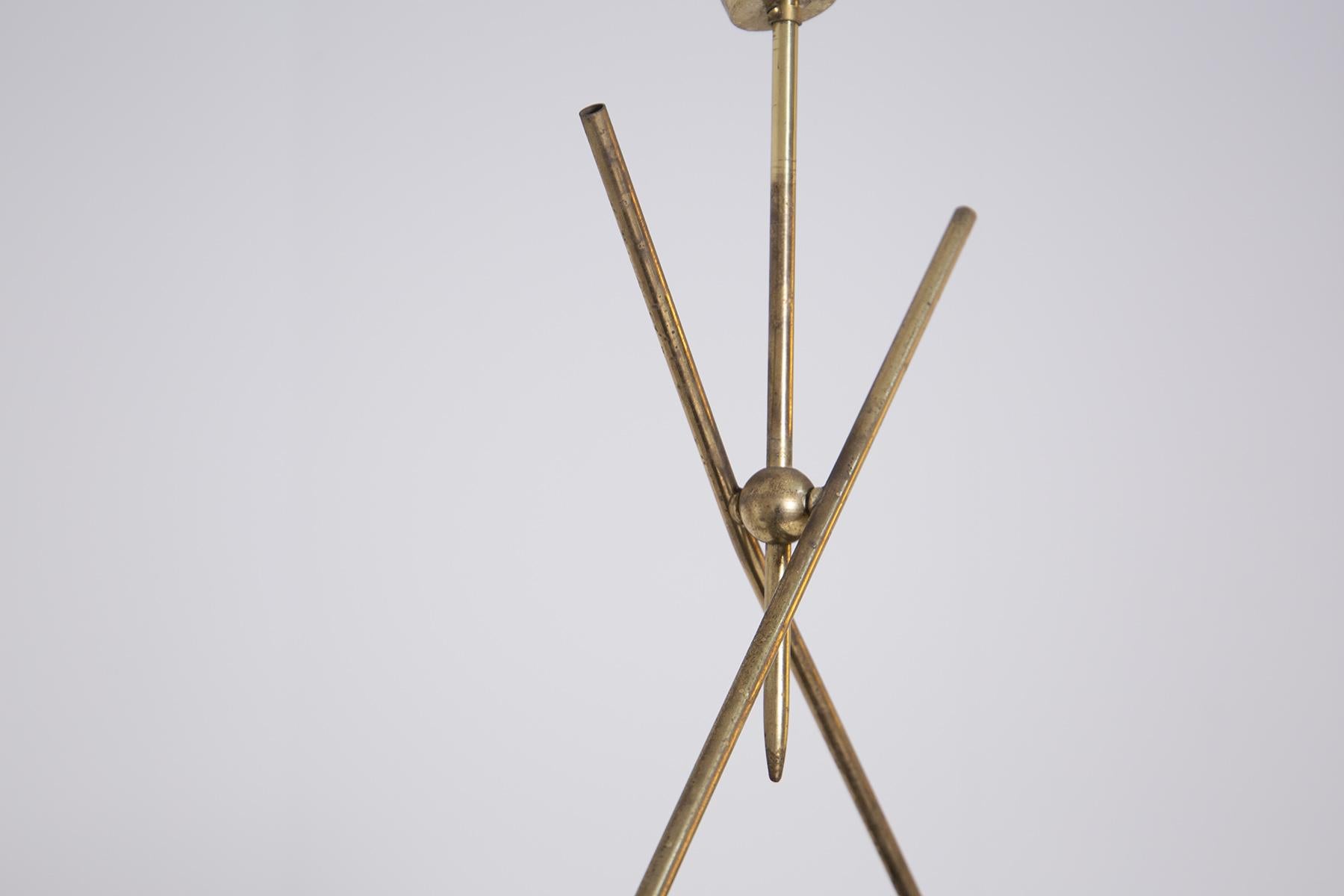 Pendant by Gino Sarfatti in Brass Glass and Aluminium, 1950s In Good Condition In Milano, IT