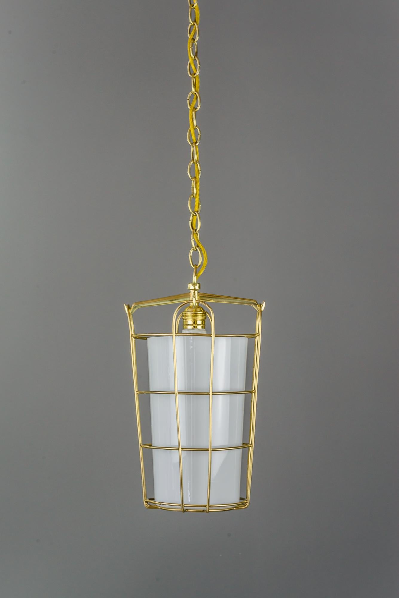 Pendant by J.T Kalmar, circa 1950s
Original glass
Polished and stove enameled.