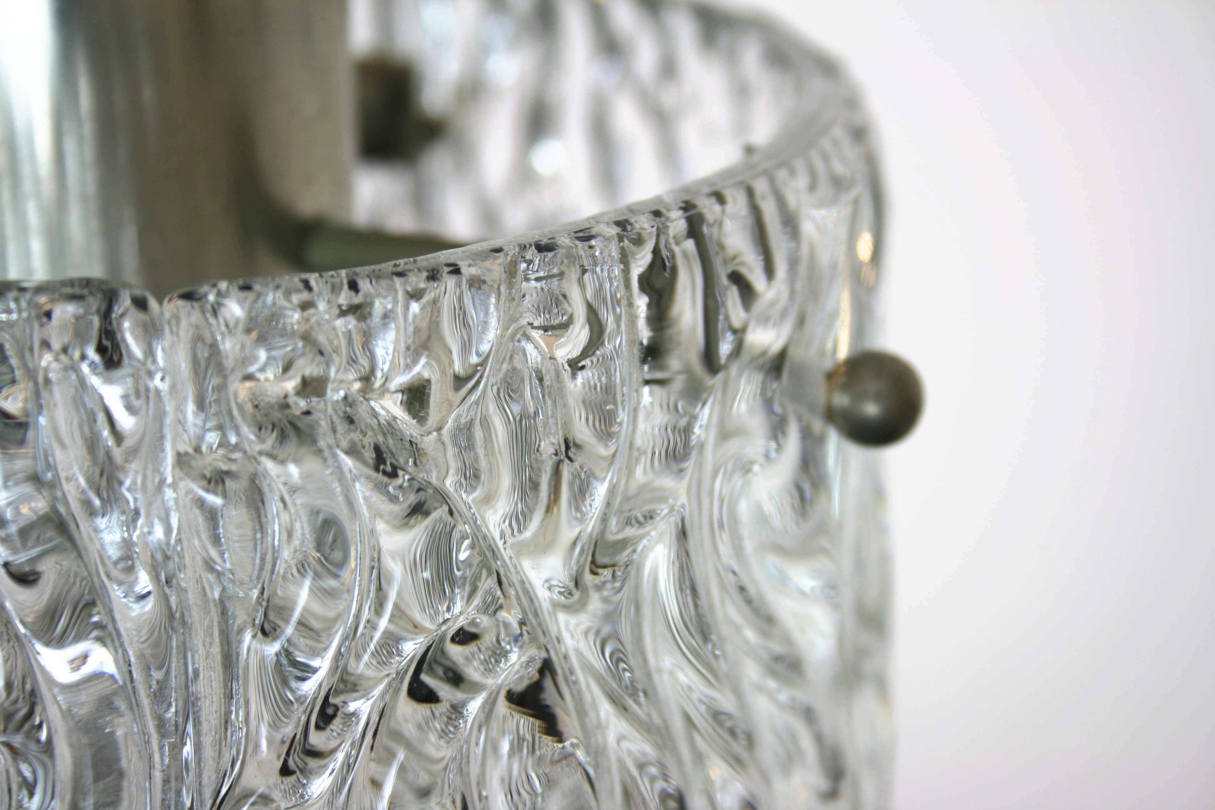 Mid-20th Century Pendant by Kalmar Austria Structured Glass Aluminium, Vienna, 1960s For Sale