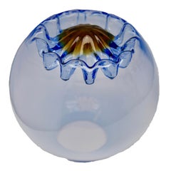Pendant by Mazzega with 3 Globes of Clear Glass with Orange and Bleu Inclusions