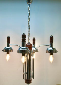 Pendant by Mazzega with 4 Globes of Clear Glass with Orange Inclusions