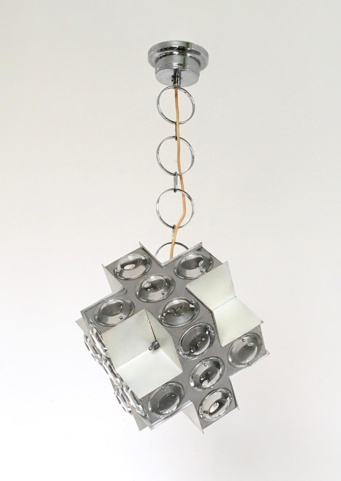 Italian Postmodern Irregular Steel Pendant by Oscar Torlasco Prod by Stilkronen, Italy