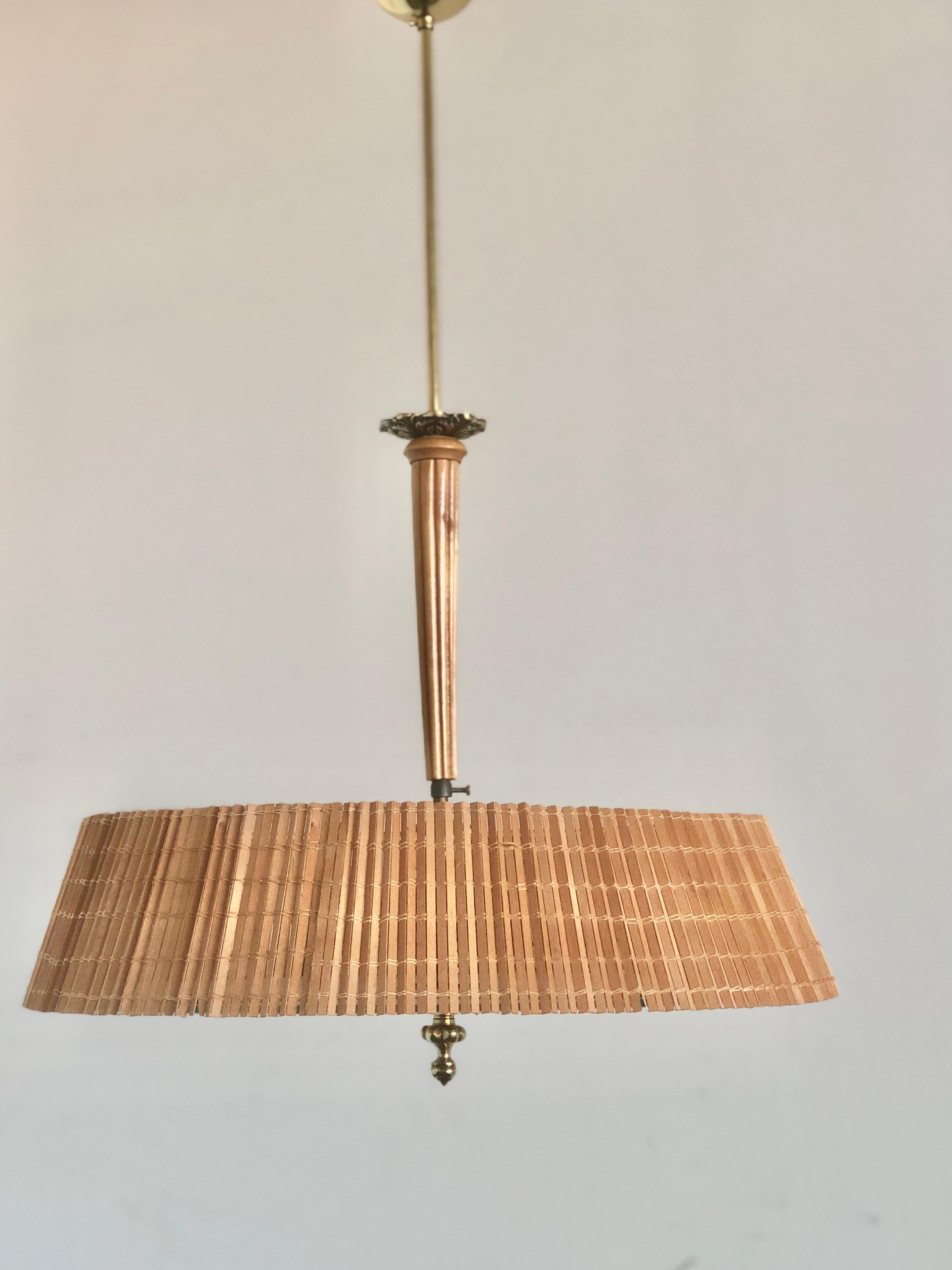 Scandinavian Modern Pendant by Paavo Tynell with Diffuser Pained by Kyllikki Salmenhaara For Sale