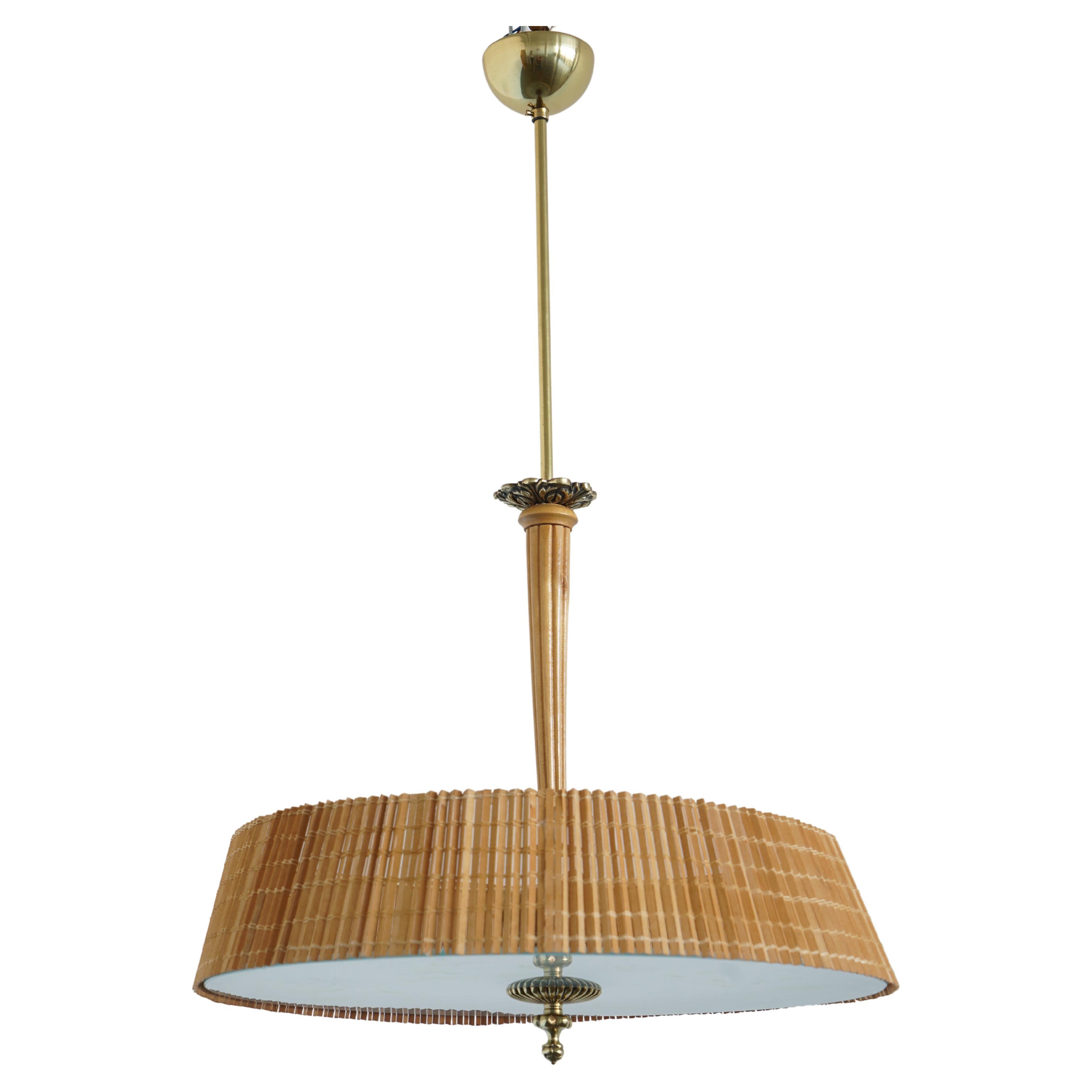 Pendant by Paavo Tynell with Diffuser Pained by Kyllikki Salmenhaara For Sale