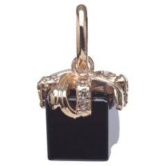 Yellow Gold, Champagne Diamonds, and Black Spinel Charm
