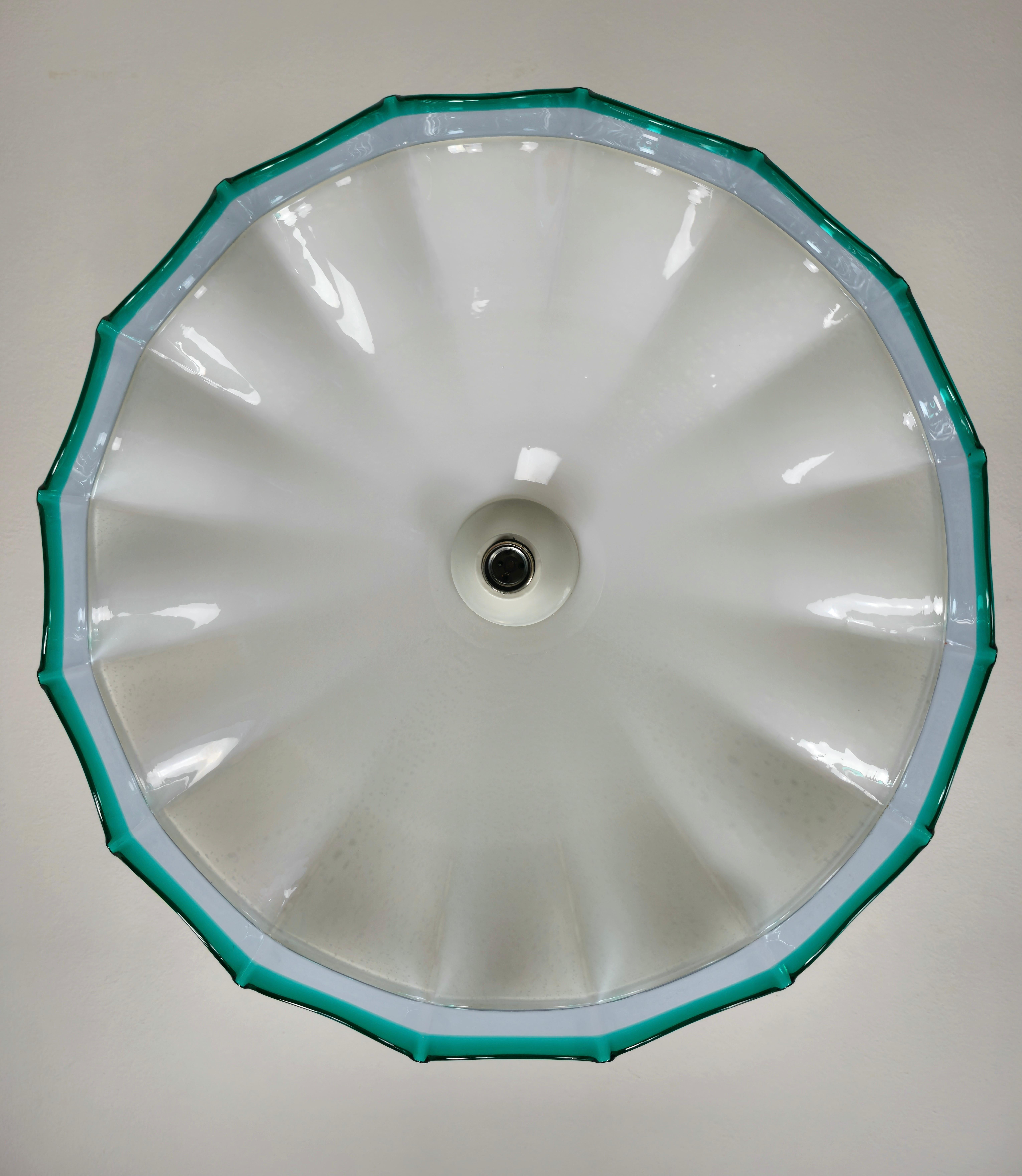Pendant Chandelier Blown Murano Glass Postmodern Italian Design 1980s For Sale 5