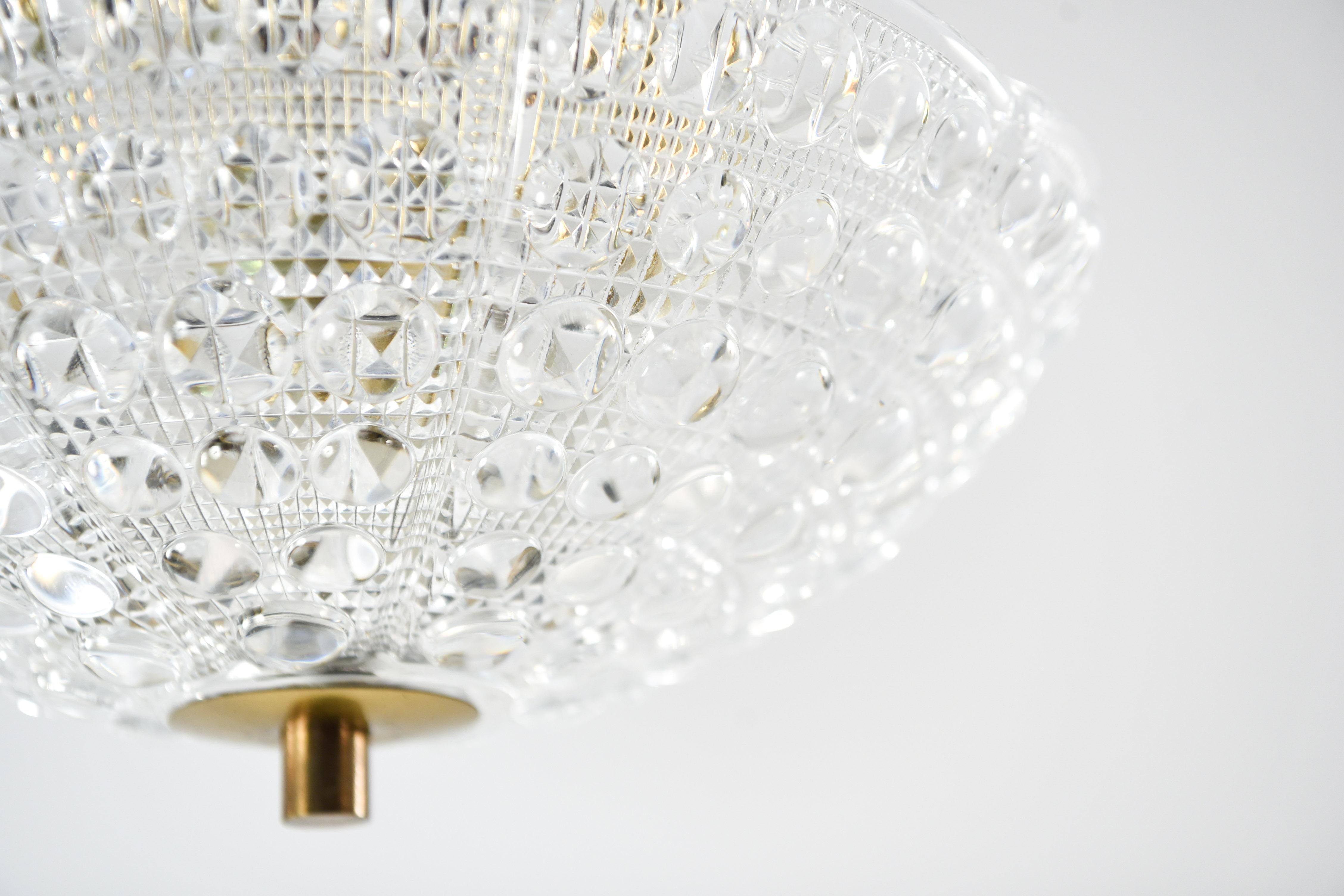 Brass Pendant Chandelier by Carl Fagerlund for Orrefors