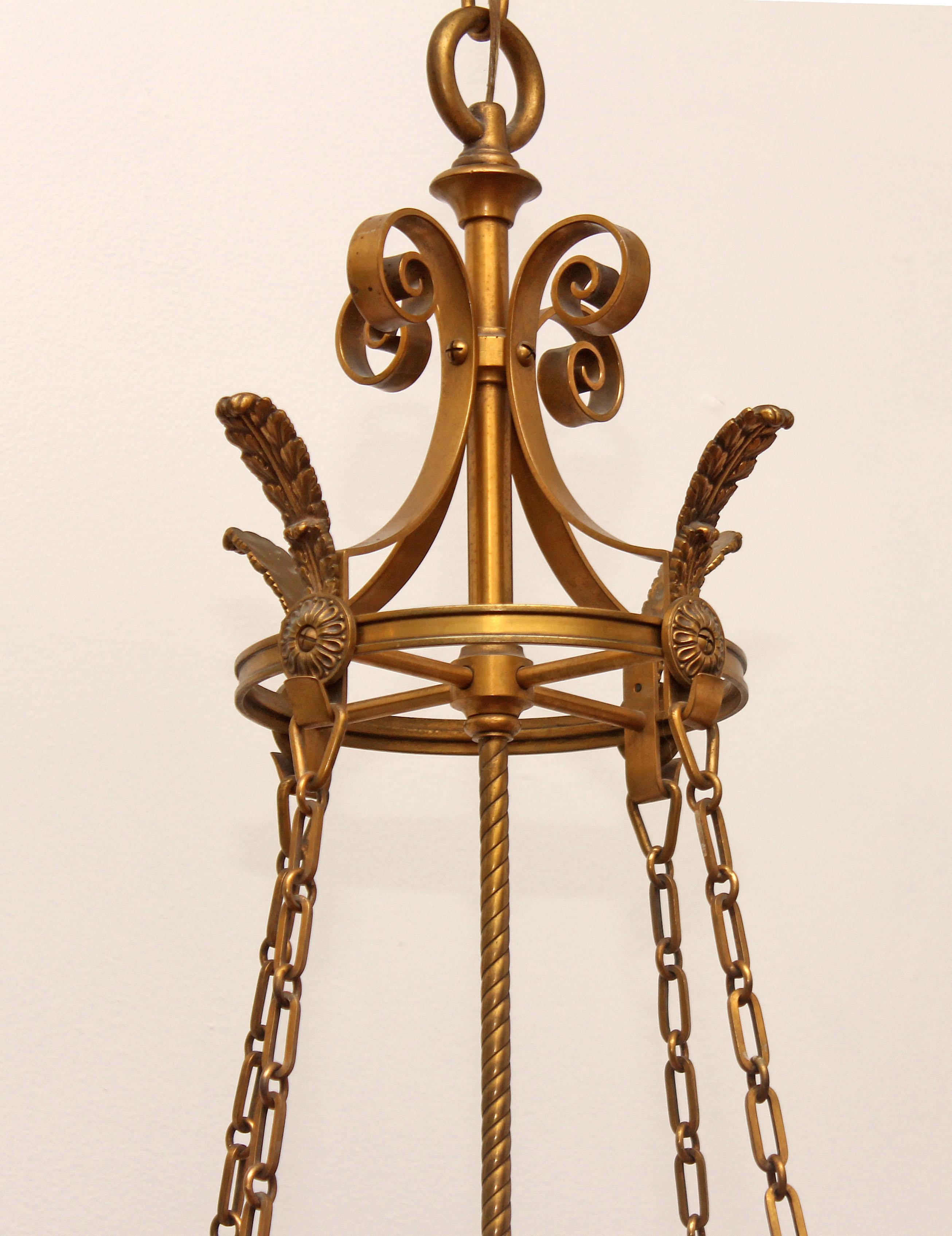 Pendant Chandelier Hanging Lantern Attributed to E. F. Caldwell In Good Condition For Sale In Rochester, NY