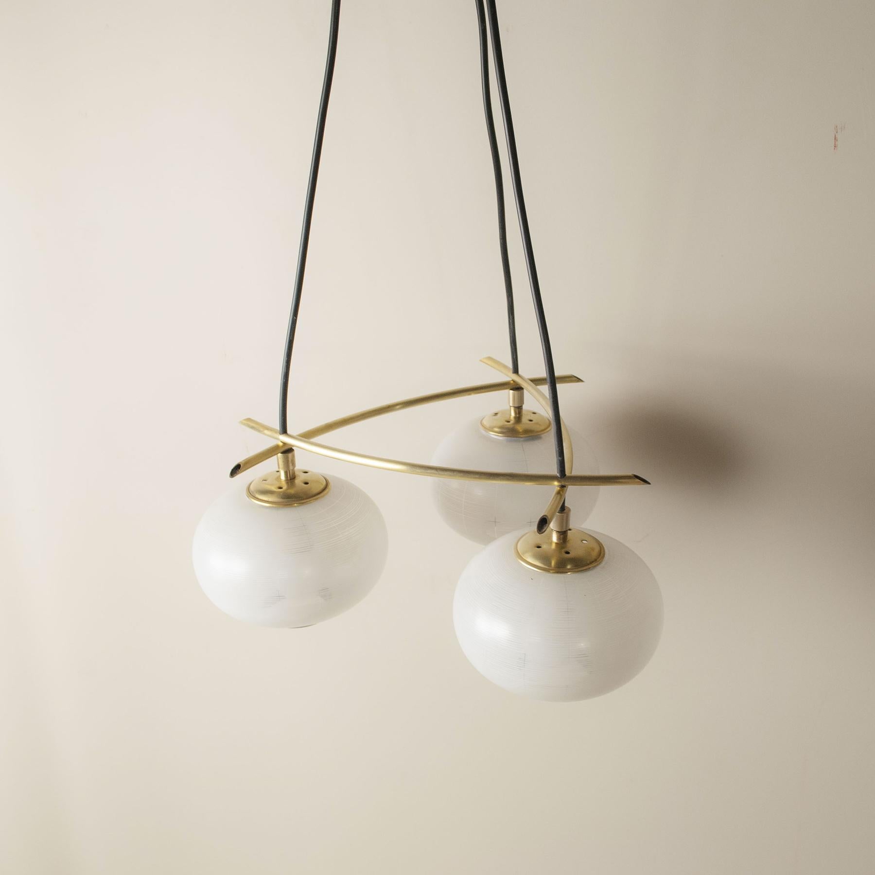 Pendant Chandelier Itailan Mdcentury from the 50s In Good Condition For Sale In bari, IT