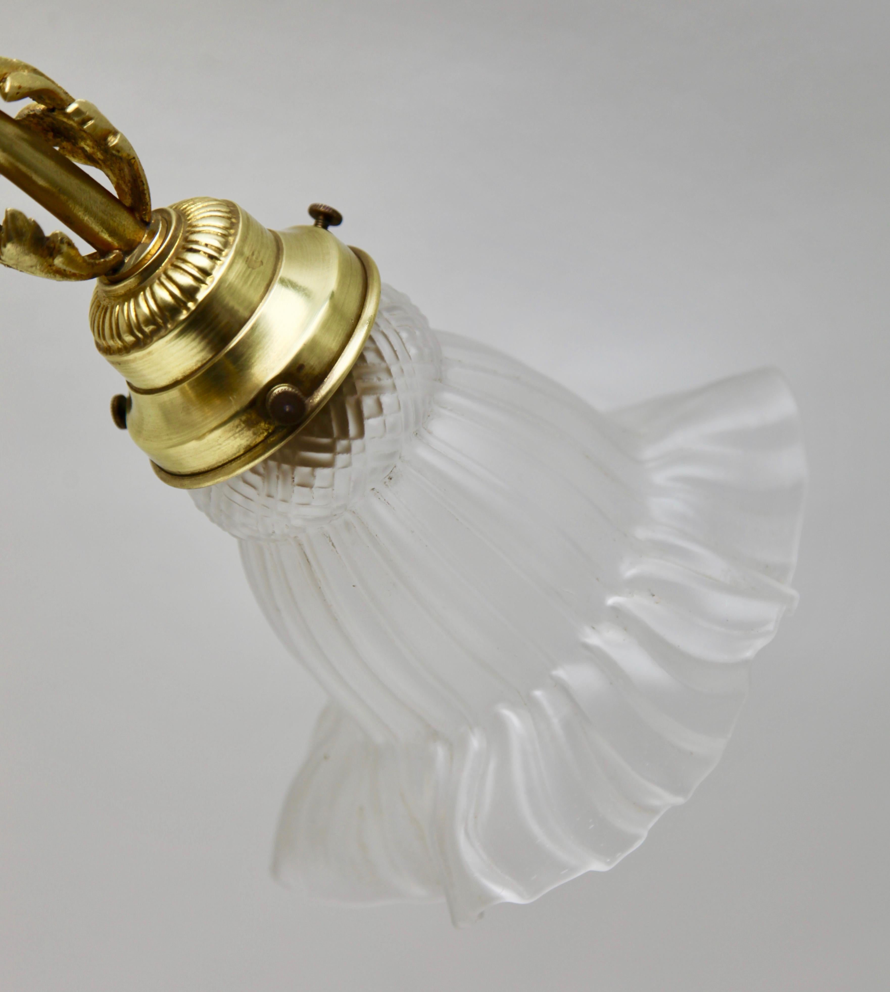 Lampadario a pendente in ottone massiccio lucidato con archi di alberi, fine del XIX secolo in vendita 8