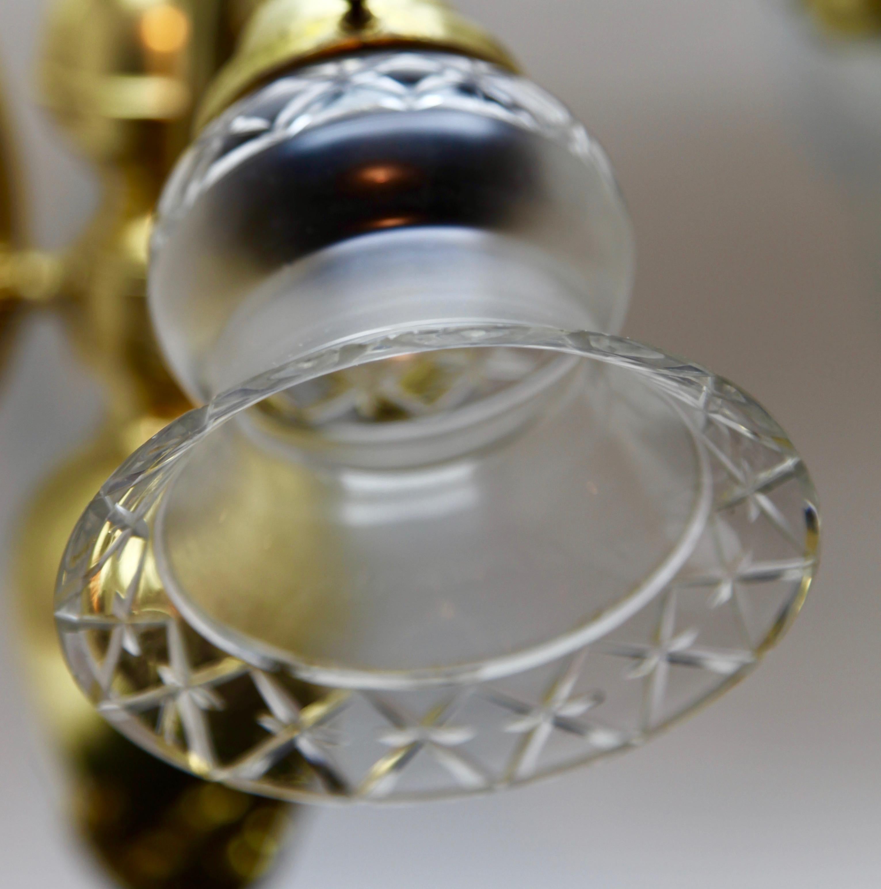 Lampadario a pendente in ottone massiccio lucidato con archi di alberi, fine del XIX secolo in vendita 2