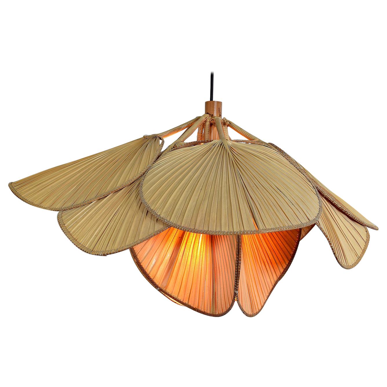 Pendant / Chandelier Uchiwa by Ingo Maurer Ricepaper and Bamboo Germany, 1970s