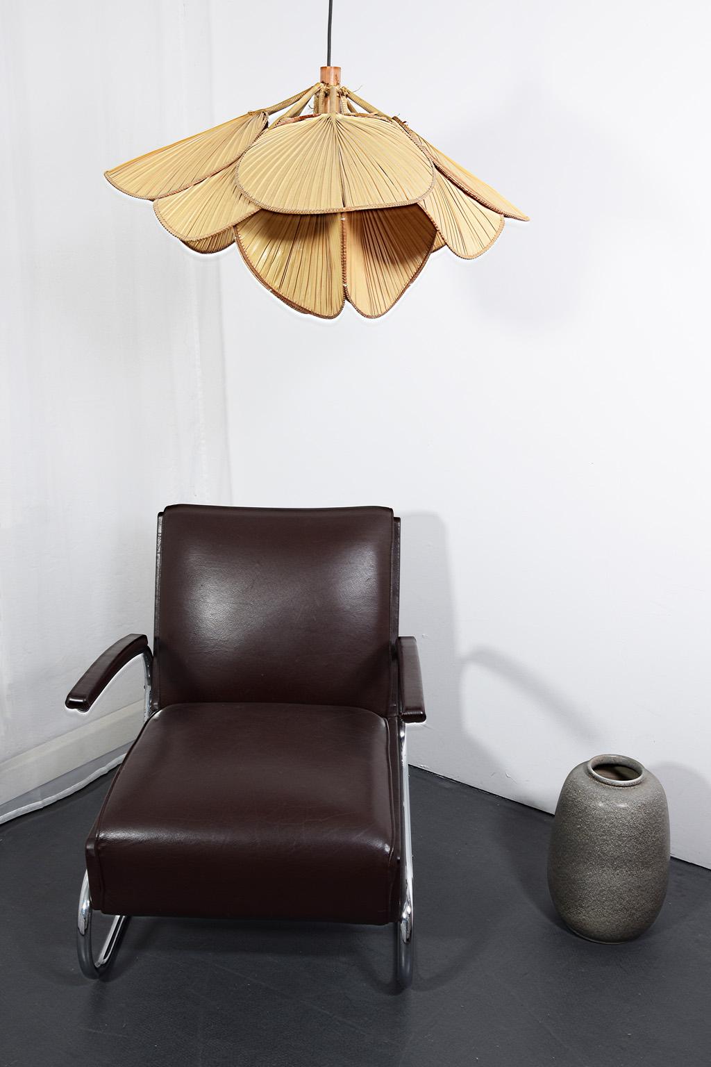 Pendant / Chandelier Uchiwa by Ingo Maurer Ricepaper and Bamboo Germany, 1970s In Good Condition In Nürnberg, Bavaria