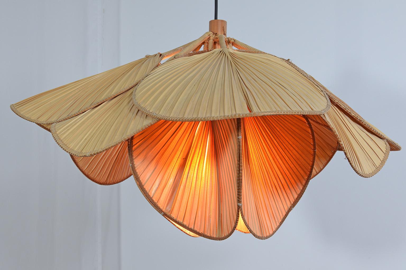 Mid-20th Century Pendant / Chandelier Uchiwa by Ingo Maurer Ricepaper and Bamboo Germany, 1970s