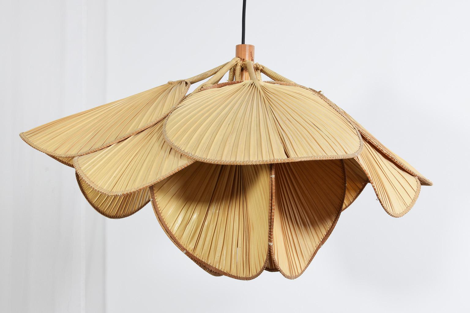 Pendant / Chandelier Uchiwa by Ingo Maurer Ricepaper and Bamboo Germany, 1970s 2
