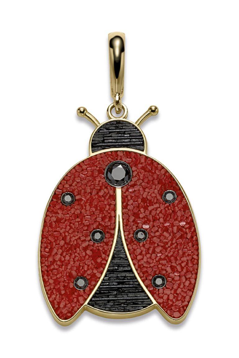 Anhänger aus Gelbgold mit schwarzen Diamanten und Mikro-Mosaik, entworfen von Fuksas (Moderne) im Angebot