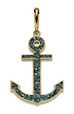 Pendant Charm Yellow Gold Hand Decorated with Micro Mosaic Designed by Fuksas