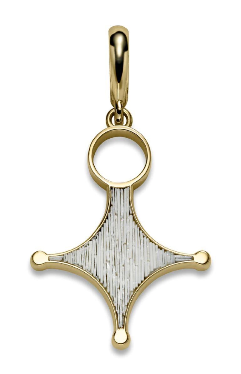 Pendant Charm Yellow Gold Hand Decorated with Micro Mosaic Designed by Fuksas In New Condition For Sale In London, GB