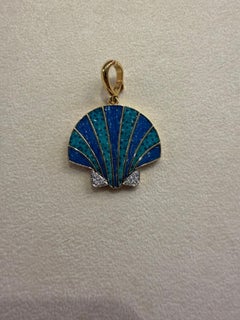 Pendant Charm Yellow Gold White Diamonds Micro Mosaic Designed by Fuksas