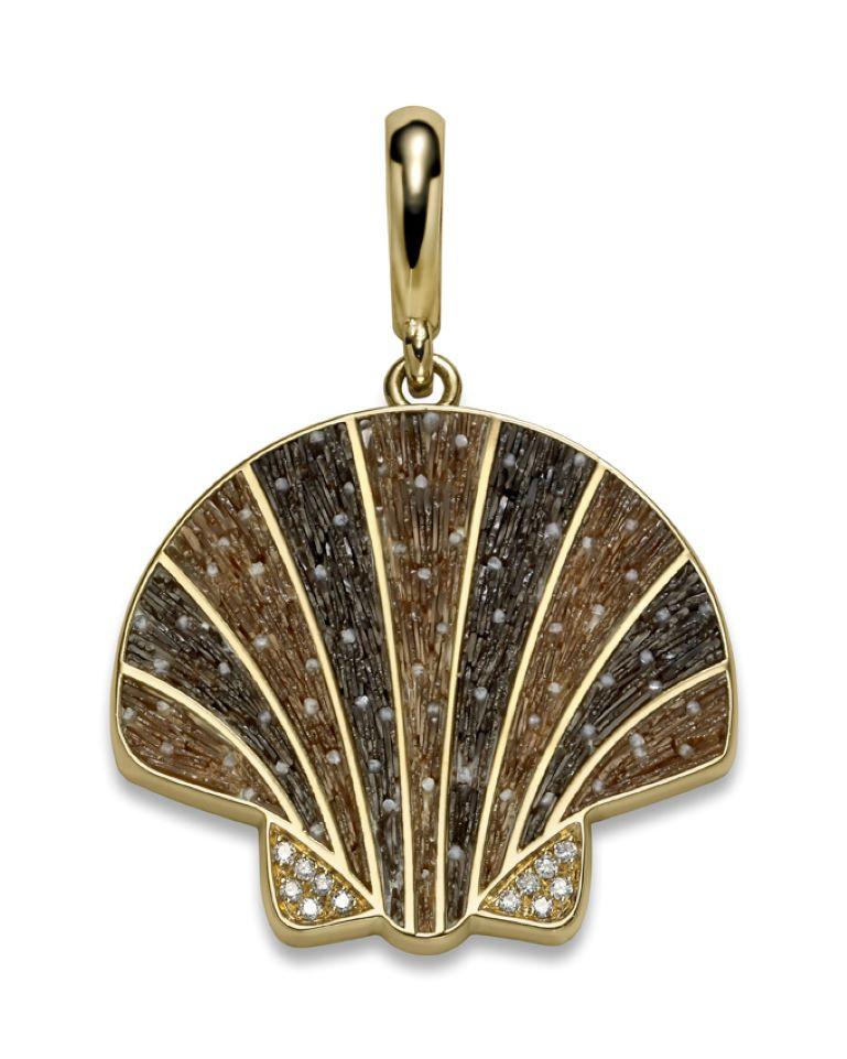 Anhänger aus Gelbgold mit weißen Diamanten und Mikro-Mosaik, entworfen von Fuksas (Brillantschliff) im Angebot